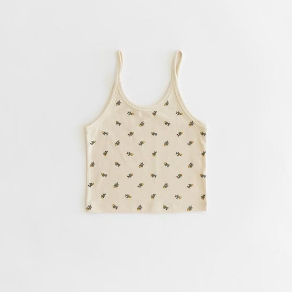 ARQ CROP TANK, Yellow Calico, S